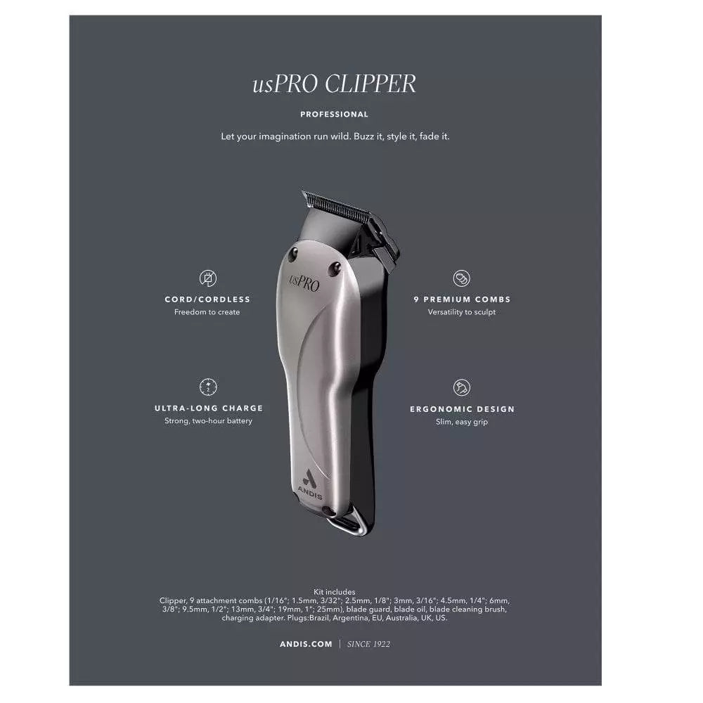 Andis US Pro Li Cordless Clipper Trimmer/Clipper Blades Andis