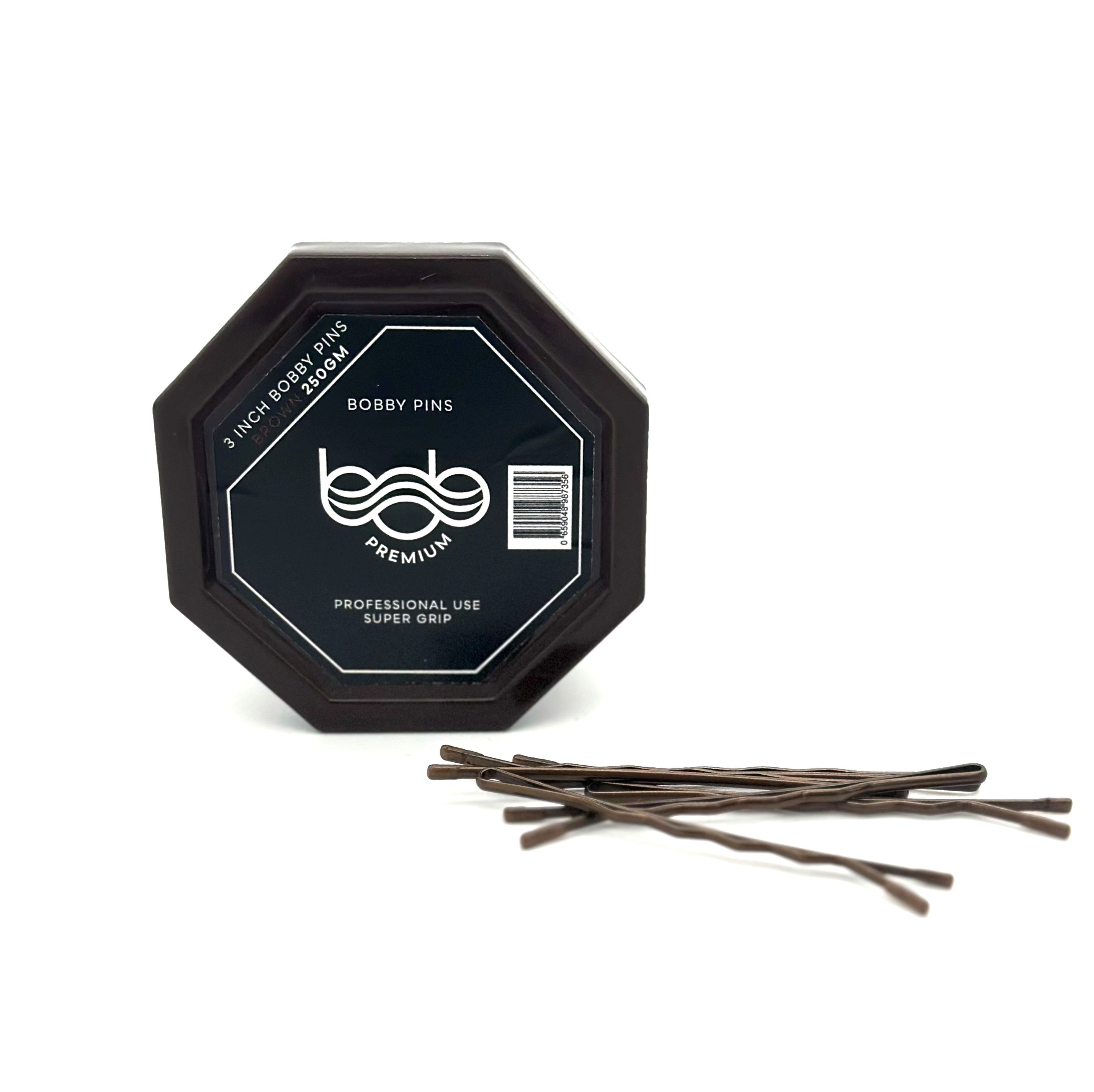 BOB Premium Bobby Pins 3 Inch 250g - Brown Pins Bob