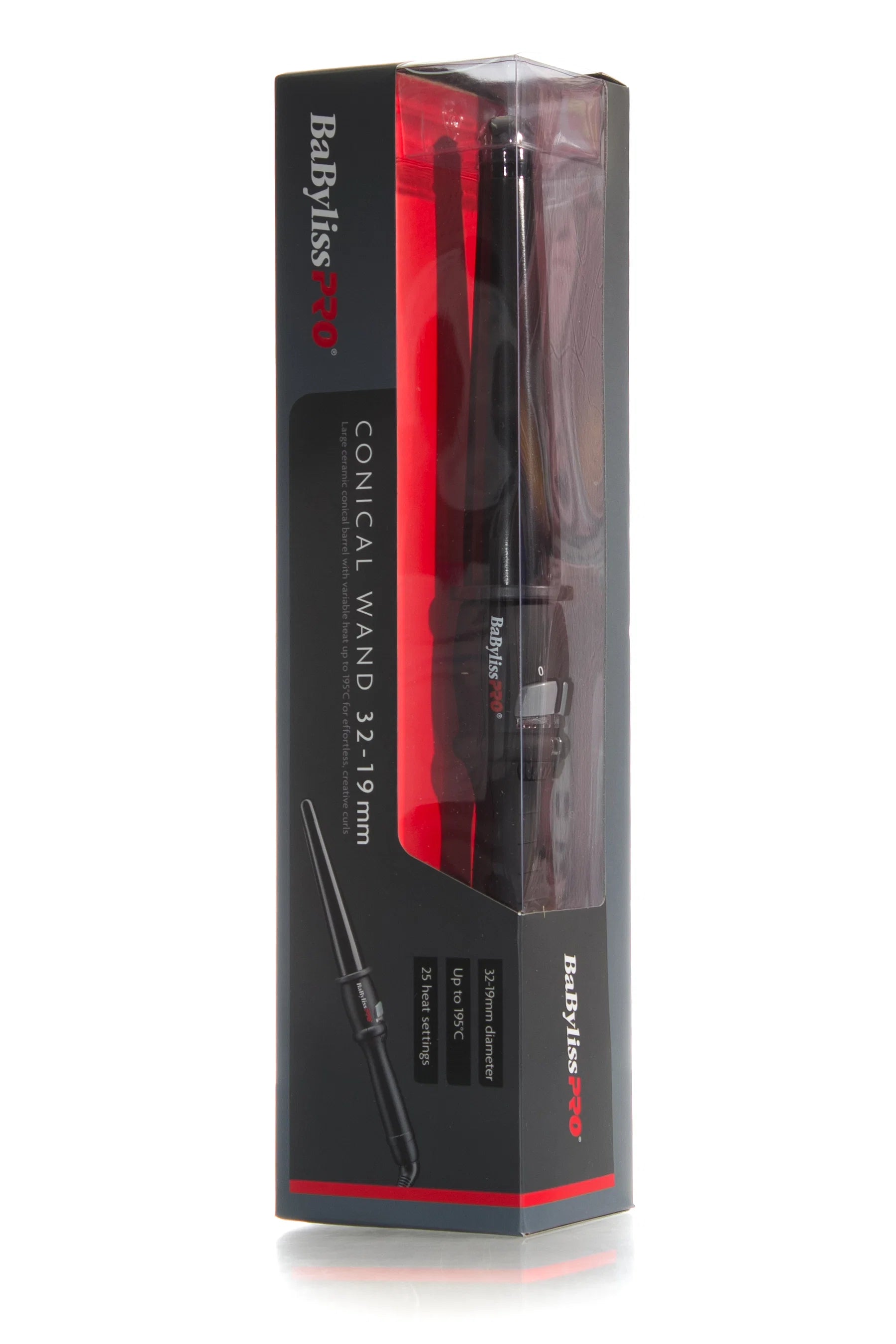 BaBylissPRO 25mm - 13mm Conical Curling Iron Black