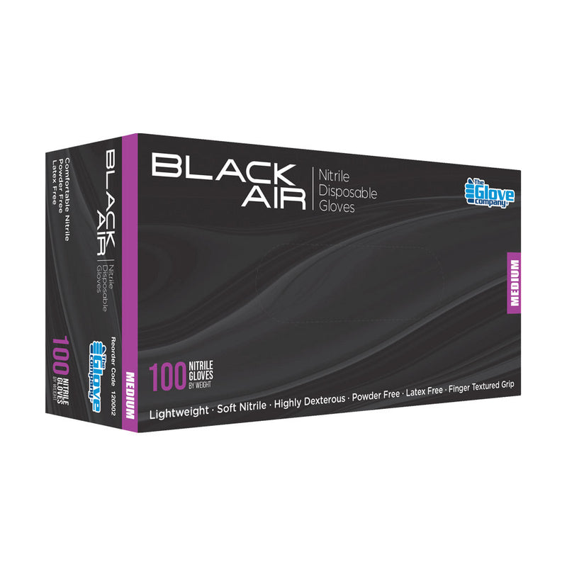 Black Air Nitrile Gloves Black Medium 100pk