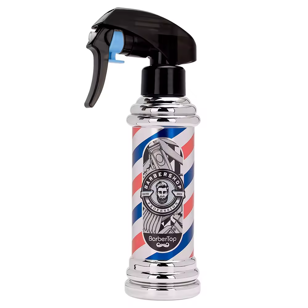 Bob Spray Bottle Silver with Barber Pole Design - 180ml Spray Bottles Bob