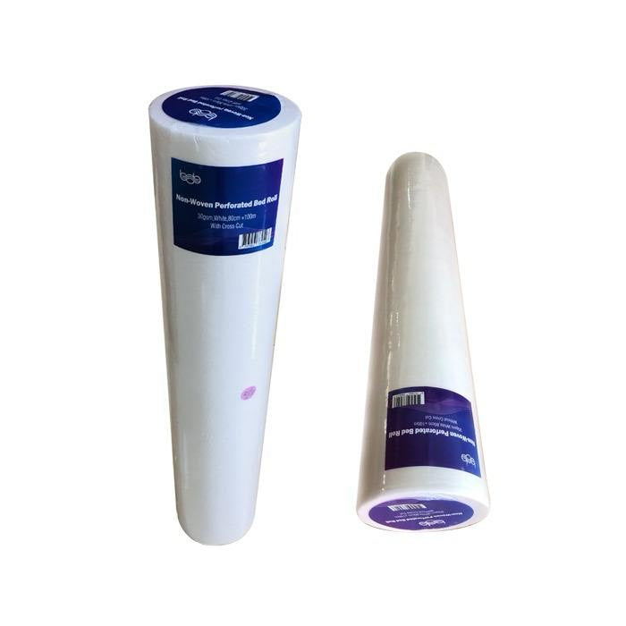 Bob 100m Bed Roll Non-Woven Perforated with Crosscut White 80cm x 200cm - 50 Sheets in Total Salon - Spa Disposables Bob