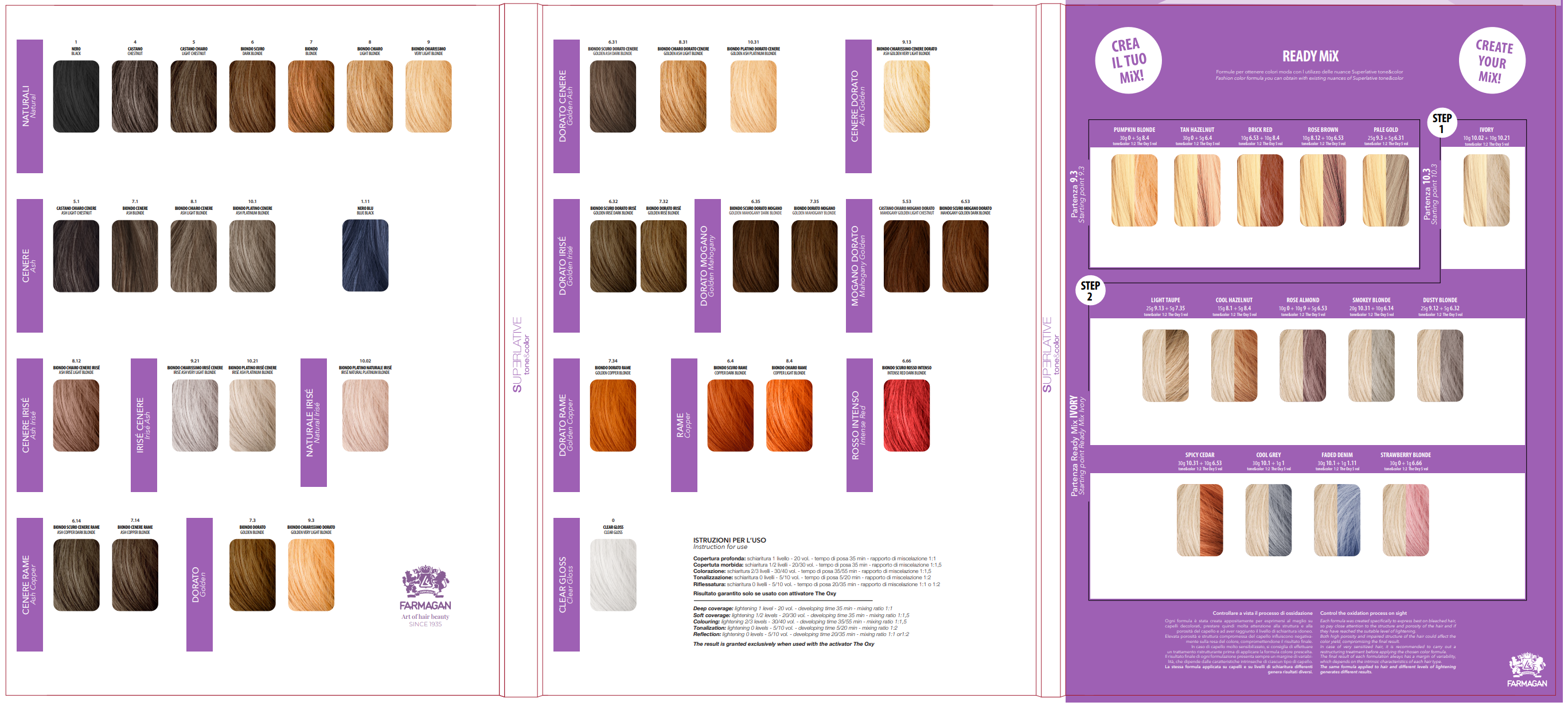Superlative Tone and Color Semi Permanent Hair Colour 100ml - Made In Italy Hair Colours - Semi Permanent Farmagan Superlative
