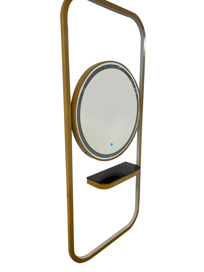 Karma Bunbury Workstation Round LED Salon Mirror Gold 06070003