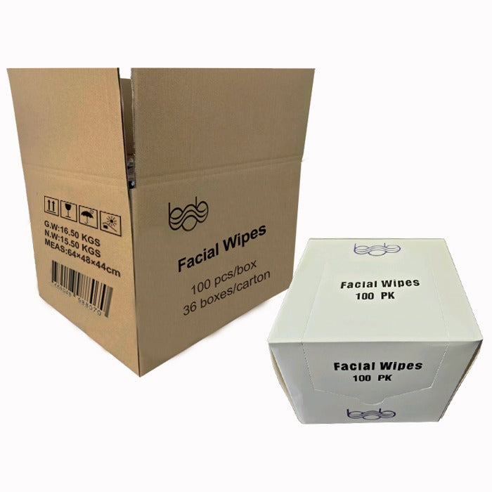 Carton of 36x Bob Premium 4-Ply Facial Wipes 100pk 30x30cm Disposables Bob