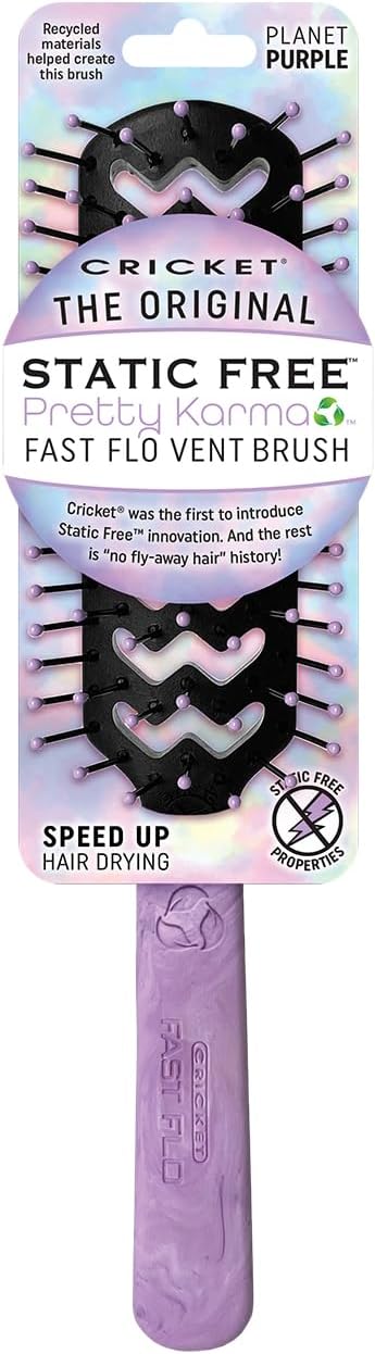 Cricket Static Free Pretty Karma Fast Flo Vent Planet Purple Brush Hair Brush Cricket