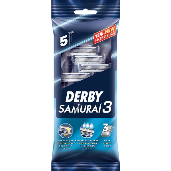 Derby Samurai 3 Triple Blade Disposable Razor 5pk Razor Blades Derby