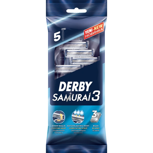 Derby Samurai 3 Triple Blade Disposable Razor 5pk Razors & Blades Derby