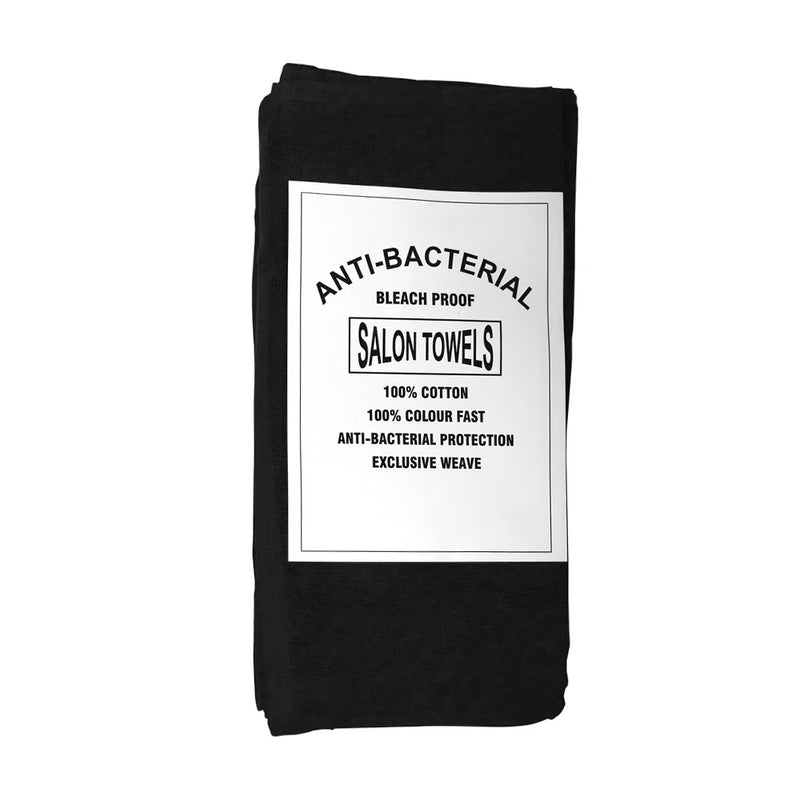 Deyaz Luxury Bleach Proof Salon Towels Anti Bacterial & 100% Cotton Black 10pk