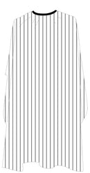 Deyaz Premium Salon Cape White with  Double Black Thin Stripes