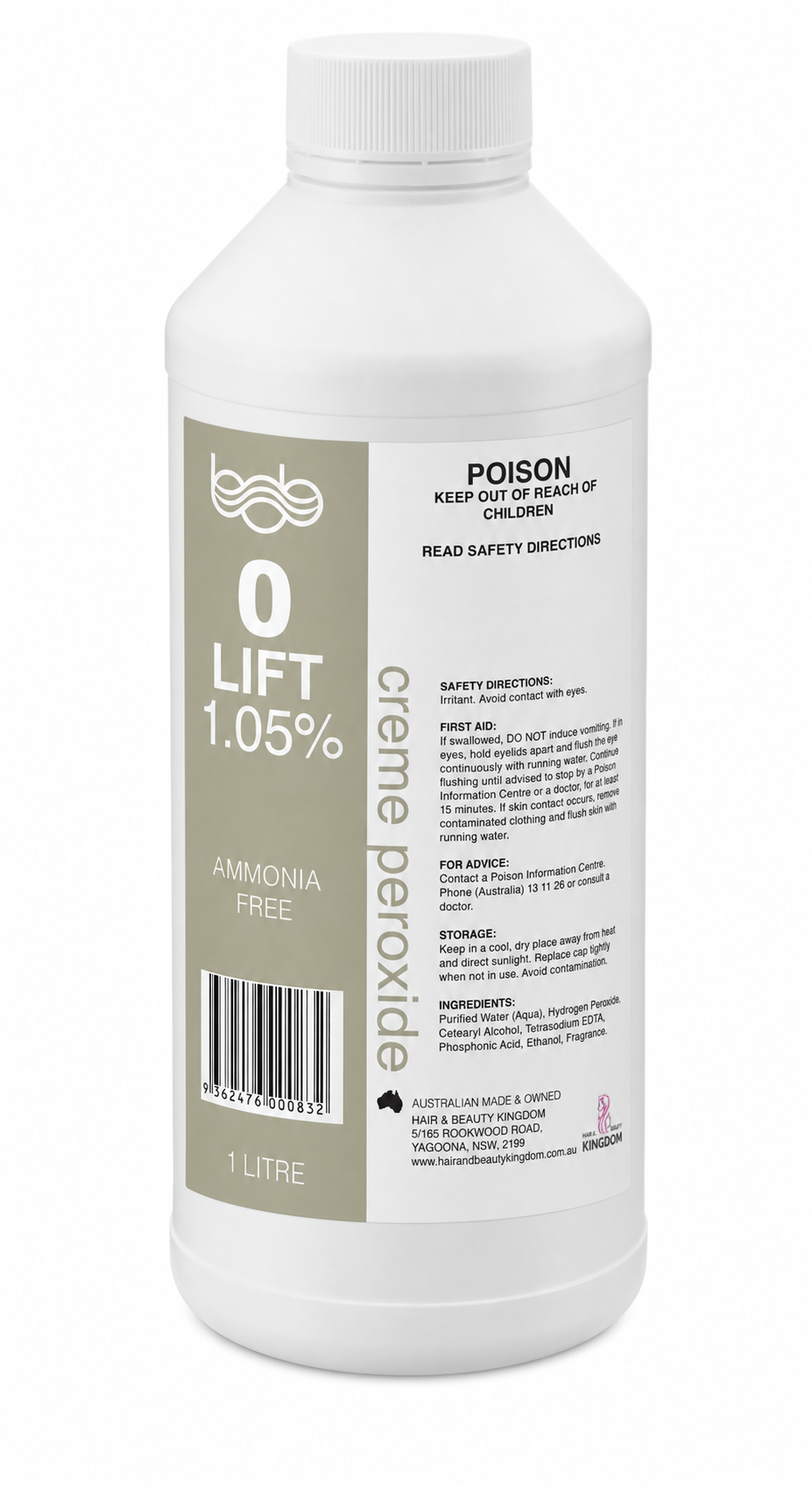 BOB Creme Developer Peroxide 1L – 3.5 Vol 1.05% Professional Salon Developer Peroxides - Developers Bob