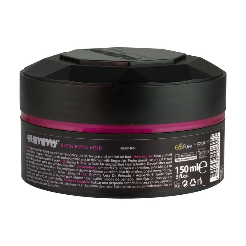 Gummy Professional Extra Gloss Styling Wax 150ml Back how to use