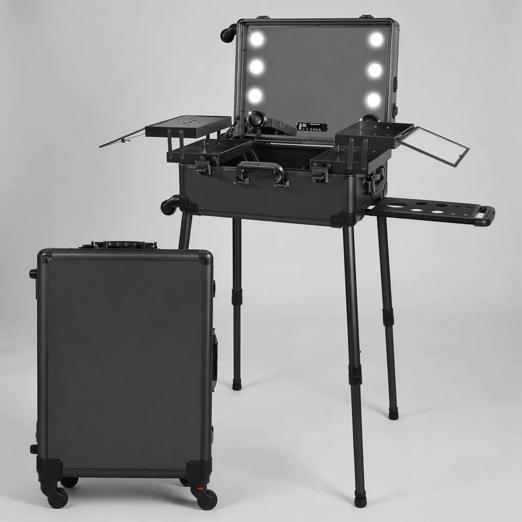 Karma Rolling Makeup and Hairdressing Case with LED Lights and Bluetooth Speaker