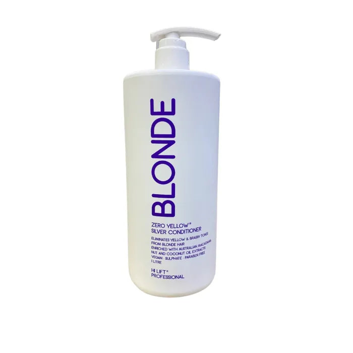 Hi Lift Blonde Zero Yellow Silver Shampoo & Conditioner 1L Duo Pack – Anti-Yellow Toning Care for Blonde & Grey Hair