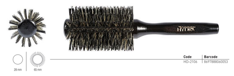 Hydra Tarko HD-2106 Professional Volumising Round Hair Brush 65mm – Timber Handle