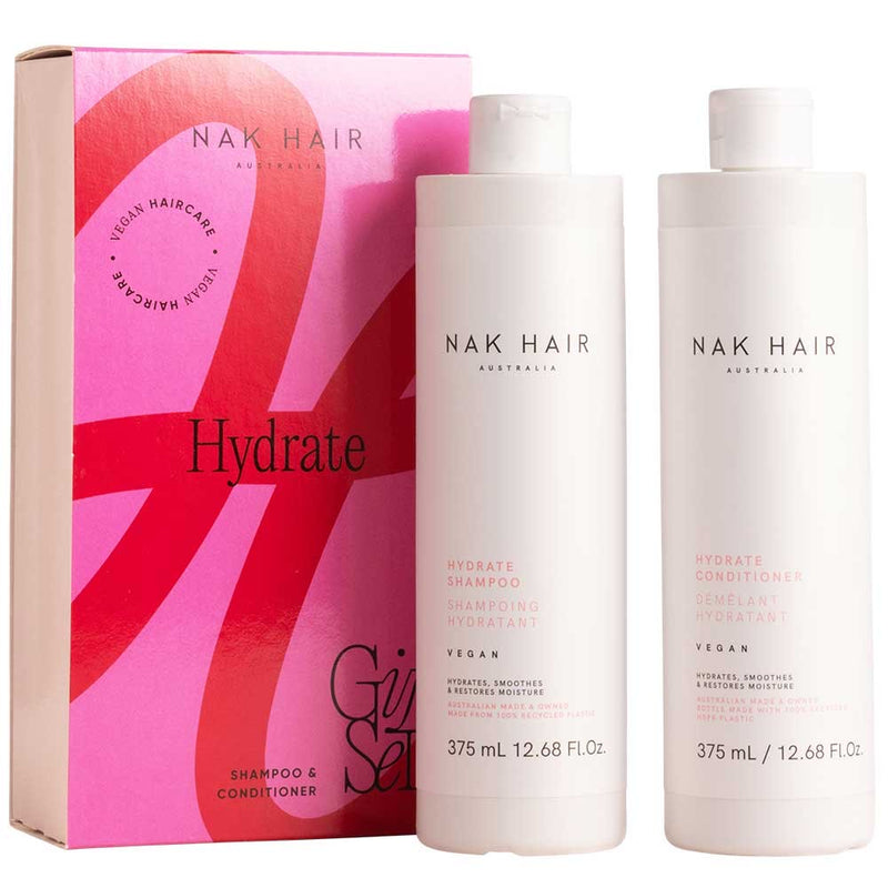 NAK Holiday Hydrate Duo - Hydrate Shampoo 375ml & Hydrate Conditioner 375ml NAK