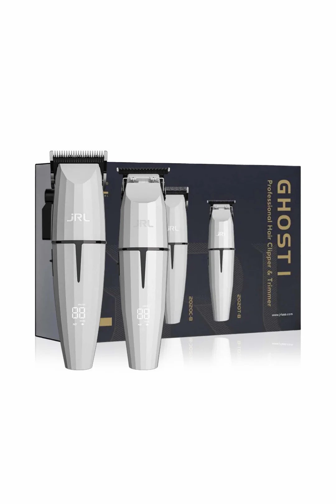 JRL Onyx White Ghost I Professional Clipper and Trimmer Duo Kit Clipper/Trimmer/Foil Shaver Duo JRL