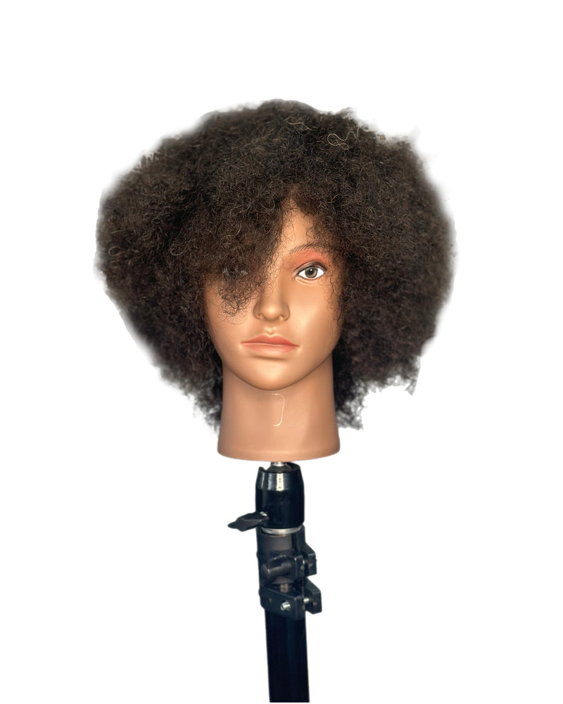 Deyaz Professional Mannequin 8 Inch 100% Human Hair Curly Dark Brown - Rowa