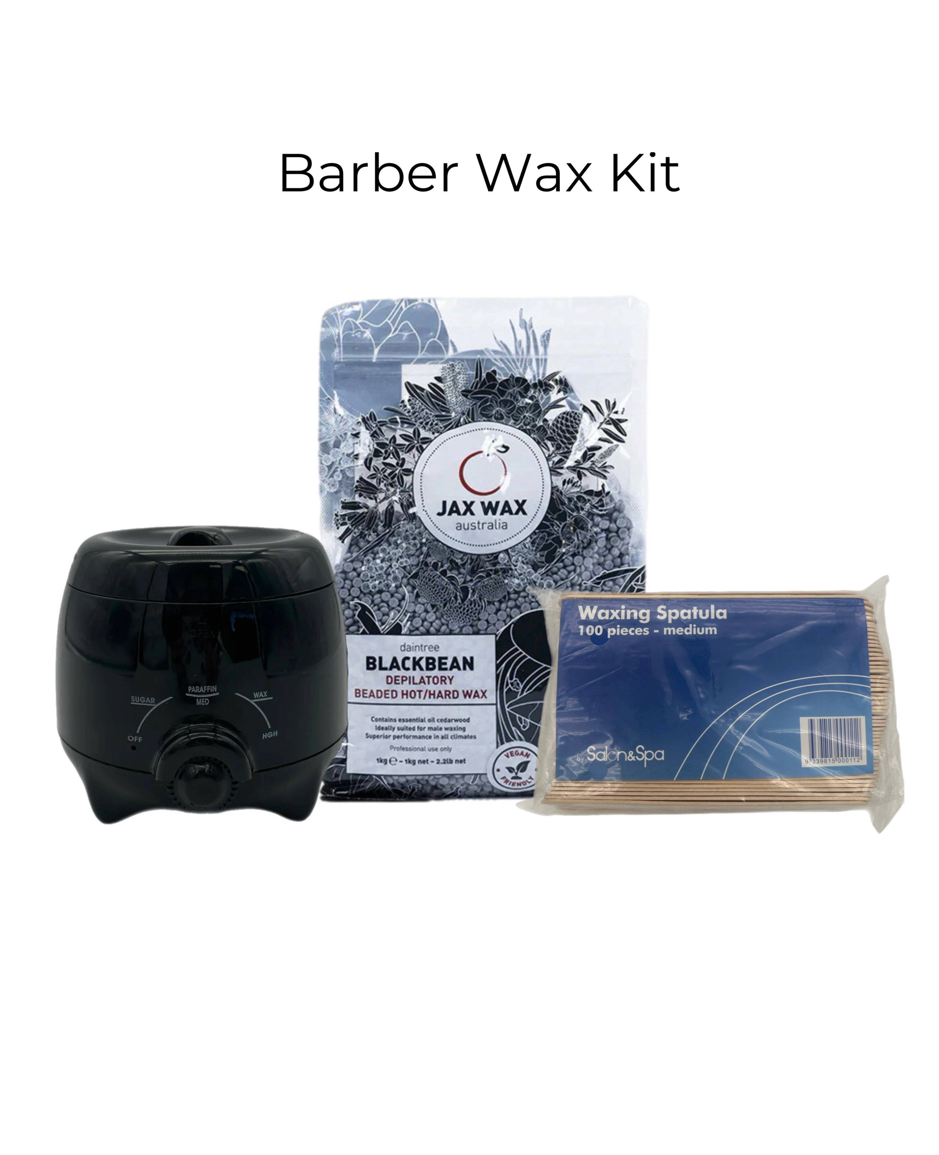 BOB Prowax Wax Pot + Jax Wax Beads + Spatulas - Barber Wax Kit Waxing Bob