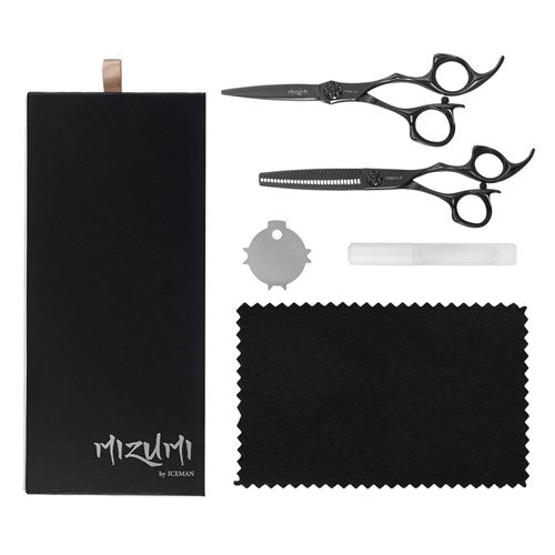Iceman Mizumi Katani 5.5inch Hairdressing Scissors and Thinner Set Black Scissors Iceman