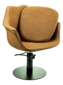 Karma Cronulla Salon Chair 02050501 - Tan with Black Round Base & Black Pump Salon Chairs Karma