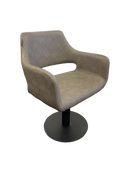 Karma Mudgee Salon Chair 02101301 - Grey with Black Round Base & Black Pump Salon Chairs Karma