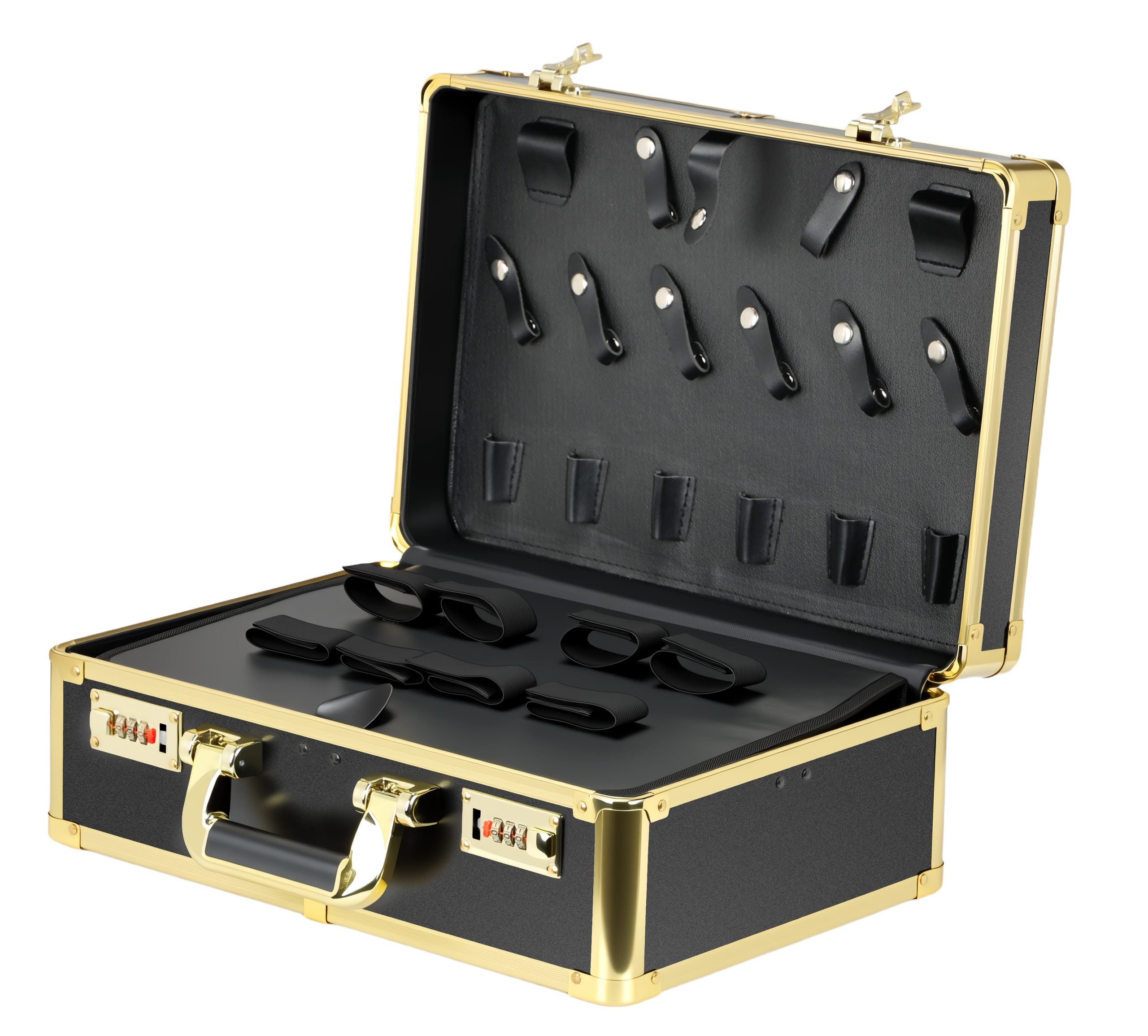 Karma Professional Portable Salon Hard Case Black with Gold Trim KC0103