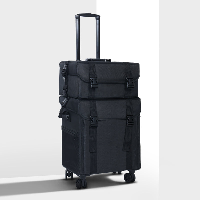 Karma Two Piece Black Nylon Salon Trolley Case with Draws & Shoulder Strap KRC01