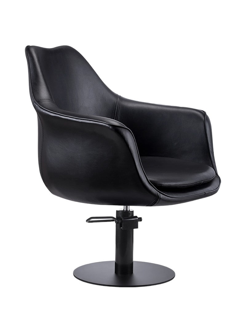 Karma Cronulla Salon Chair 02050101 - Black with Black Round Base & Black Pump Salon Chairs Karma