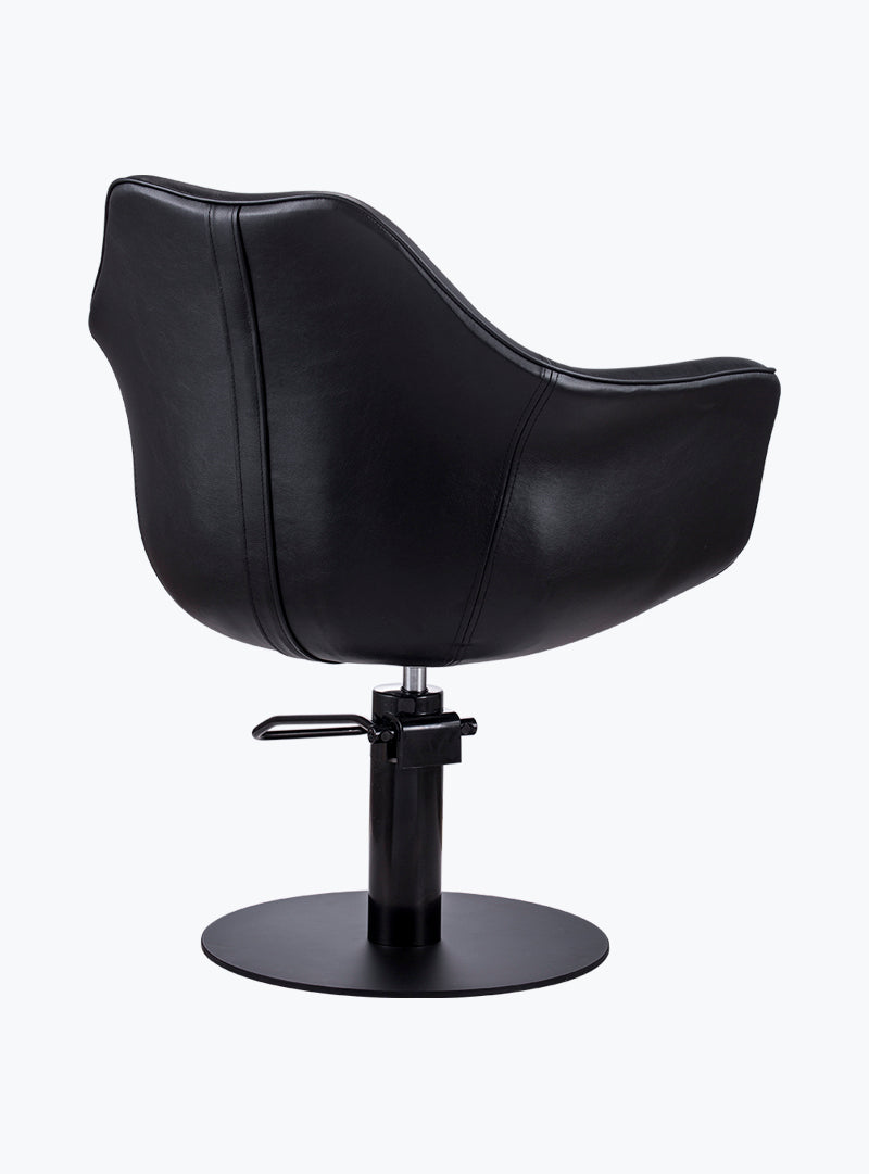 Karma Cronulla Salon Chair 02050101 - Black with Black Round Base & Black Pump Salon Chairs Karma