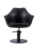 Karma Cronulla Salon Chair 02050101 - Black with Black Round Base & Black Pump Salon Chairs Karma