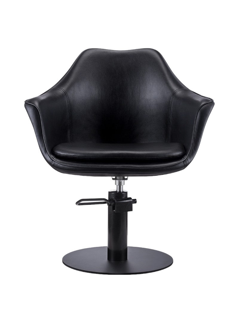 Karma Cronulla Salon Chair 02050101 - Black with Black Round Base & Black Pump Salon Chairs Karma