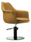 Karma Cronulla Salon Chair 02050501 - Tan with Black Round Base & Black Pump Salon Chairs Karma