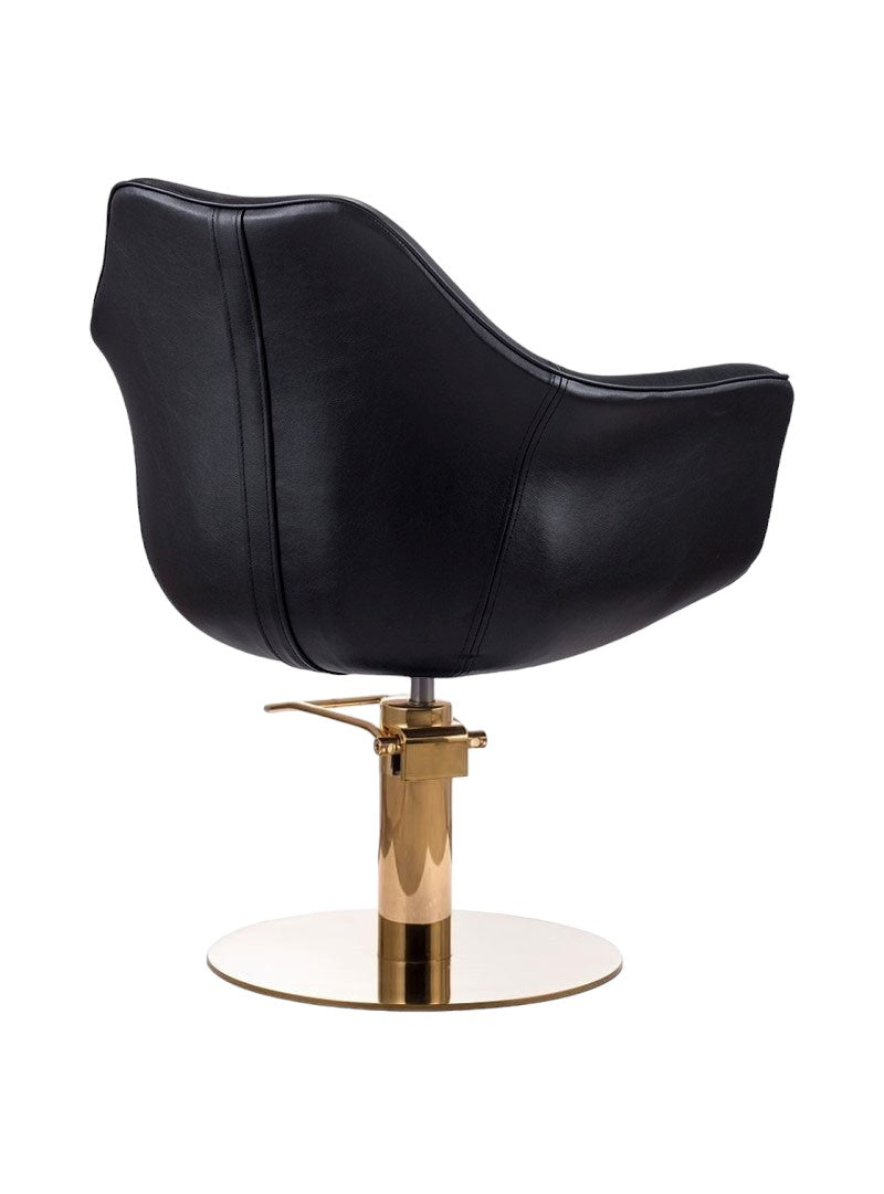 Karma Cronulla Salon Chair Black Vinyl With Gold Base & Pump 02050112 Salon Chairs Karma