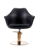 Karma Cronulla Salon Chair Black Vinyl With Gold Base & Pump 02050112 Salon Chairs Karma