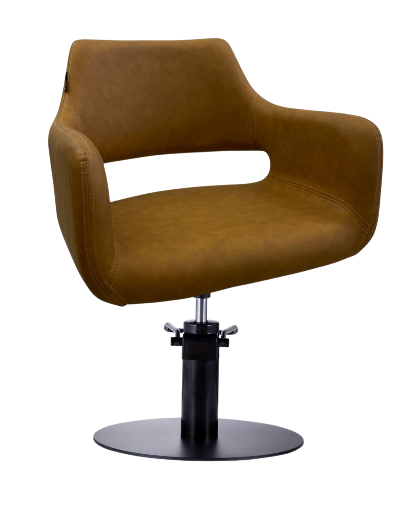 Karma Mudgee Salon Chair 02100501 - Tan with Black Round Base & Pump Salon Chairs Karma