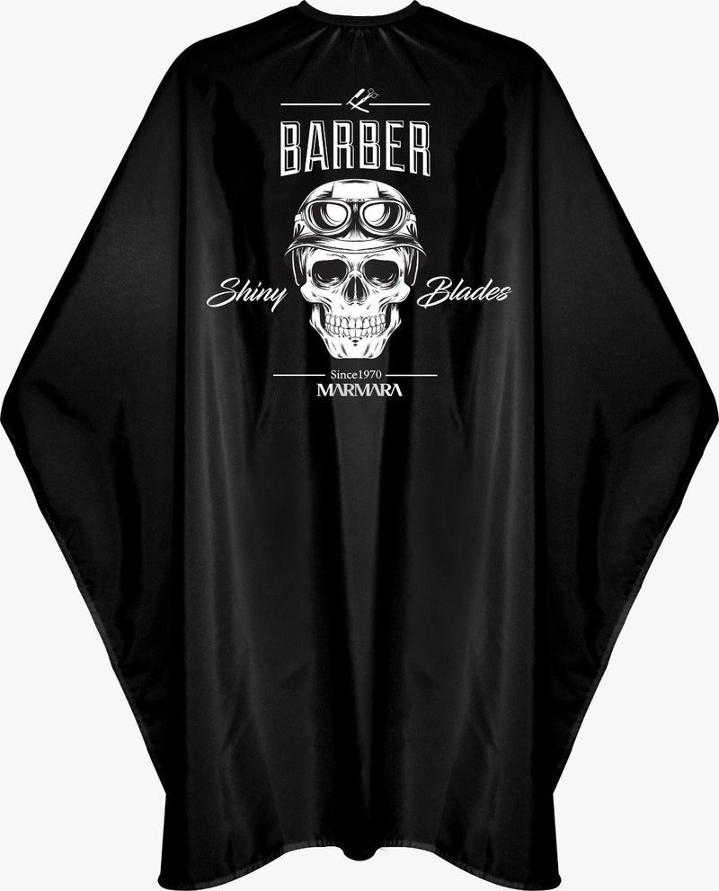 Barber Marmara Cape with Skull - Black