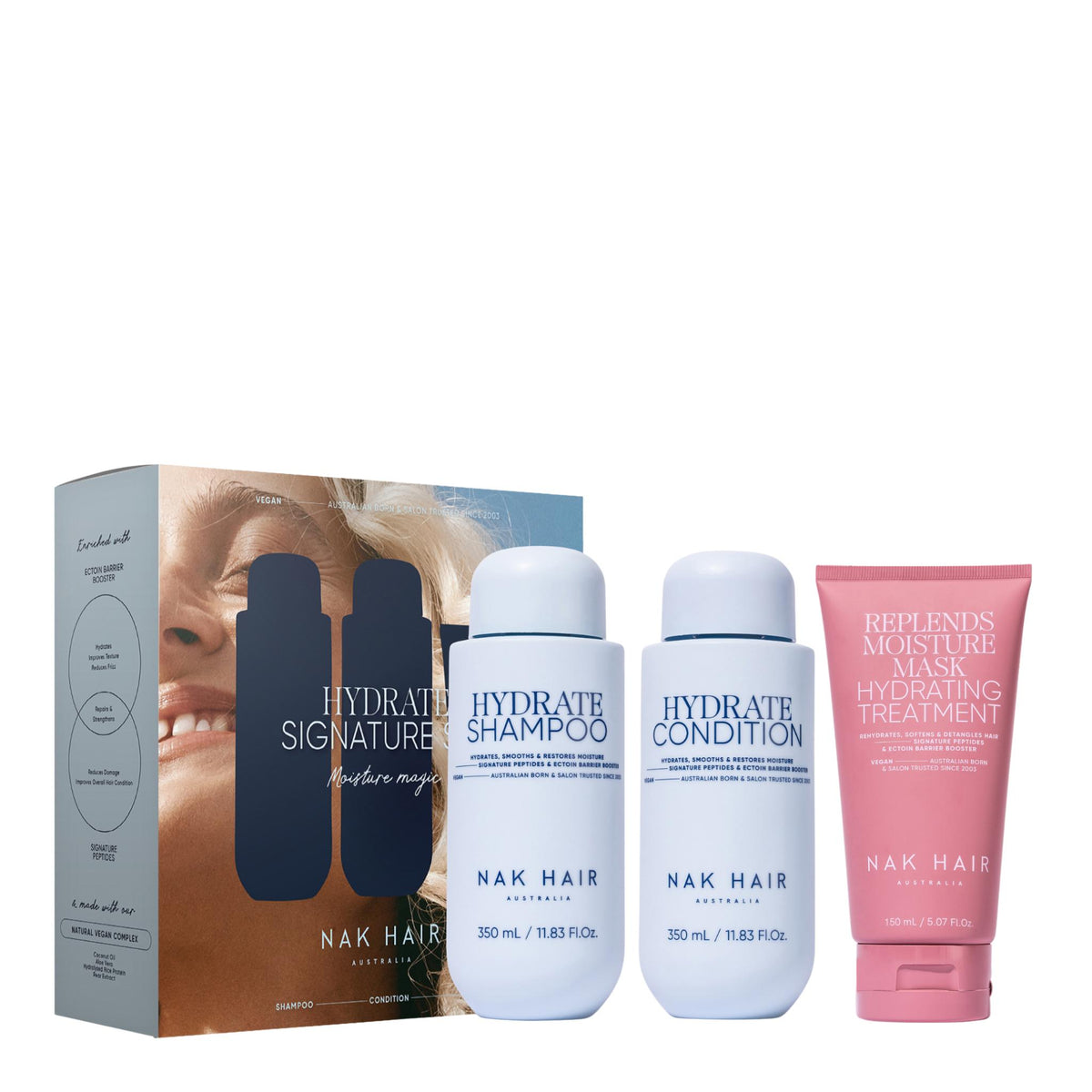 NAK Hair Signature Hydrate Trio Pack – Moisture, Softness & Hydration Gift Packs NAK