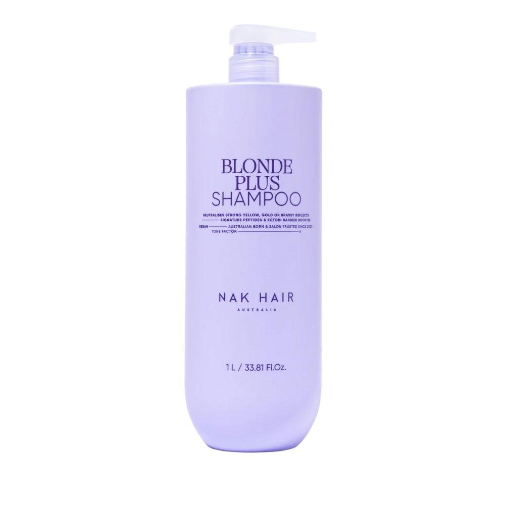 NAK Hair Signature Blonde Plus Shampoo – Neutralises Brassiness & Brightens Blonde Hair 1L Shampoo/Conditioner NAK