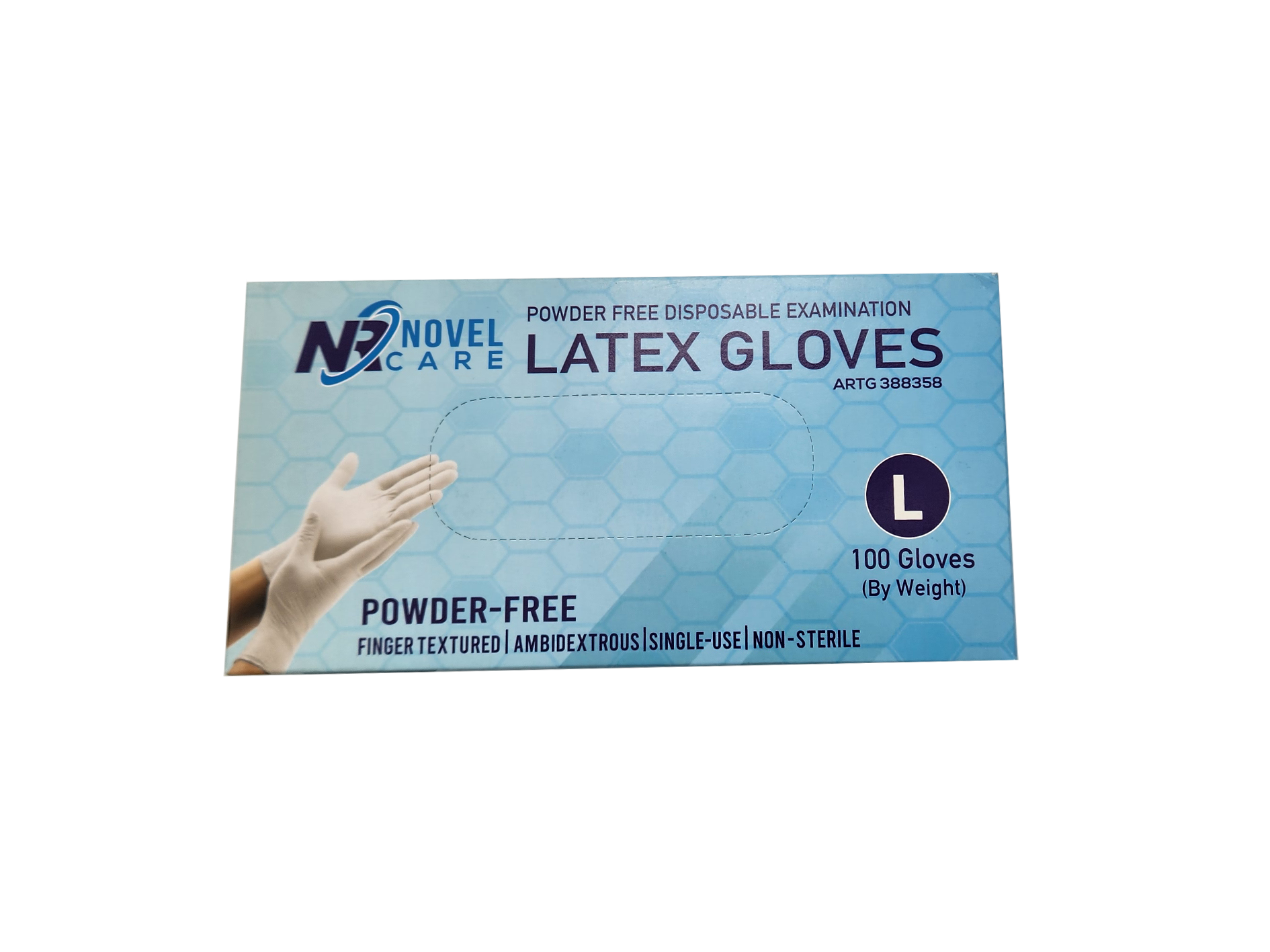 Novel Care Latex Gloves Powder Free Large 100pk Gloves Novel Care