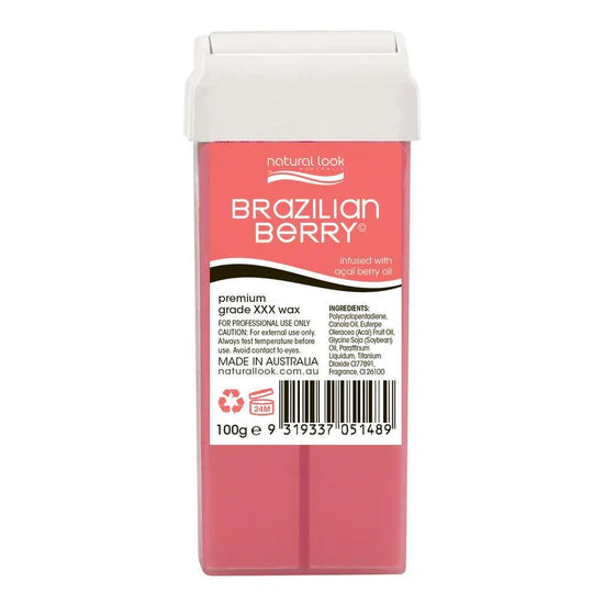 Natural Look Brazilian Berry Strip Wax Cartridge 100g Waxing Natural Look
