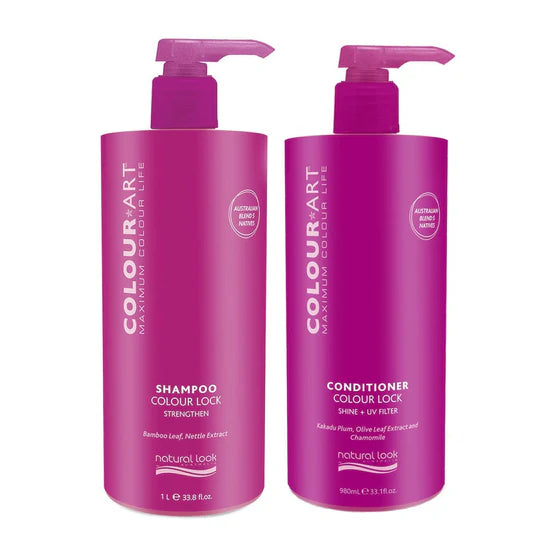 Natural Look Colour Art Colour lock Shampoo & Conditioner 980ml Duo Bundle Bundles Natural Look