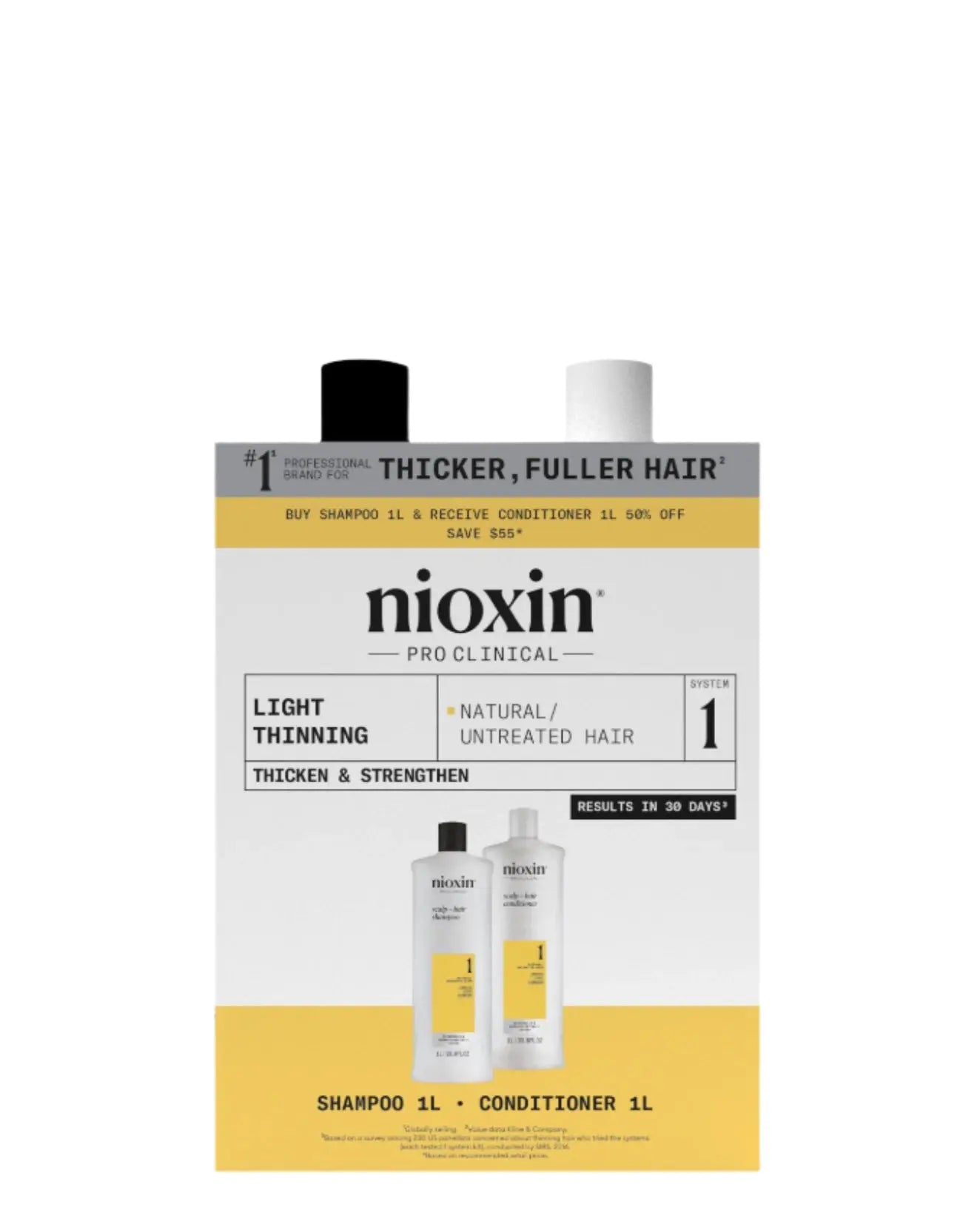 Nioxin No. 1 Shampoo and Conditioner Duo 1L Shampoo/Conditioner Nioxin