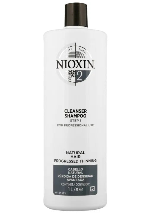 Nioxin System 2 Cleanser Shampoo 1L for Natural Hair with Progressed Thinning