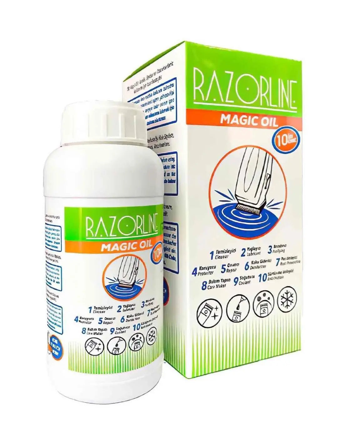 Razorline 10 in 1 Magic Oil 500ml - Clipper Cleaning Blade Care Plus Jar Disinfectant Razorline