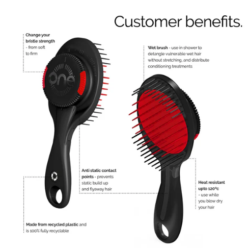 TUFT Diamond Plus 2inch Hair Straightener 200W Black & Red with One Brush Gift Set Hair Straightener Tuft