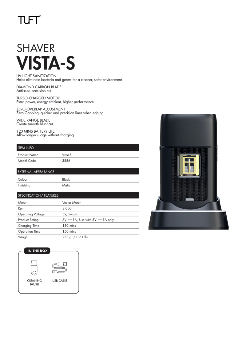 Tuft Vista S Professional Shaver With UV