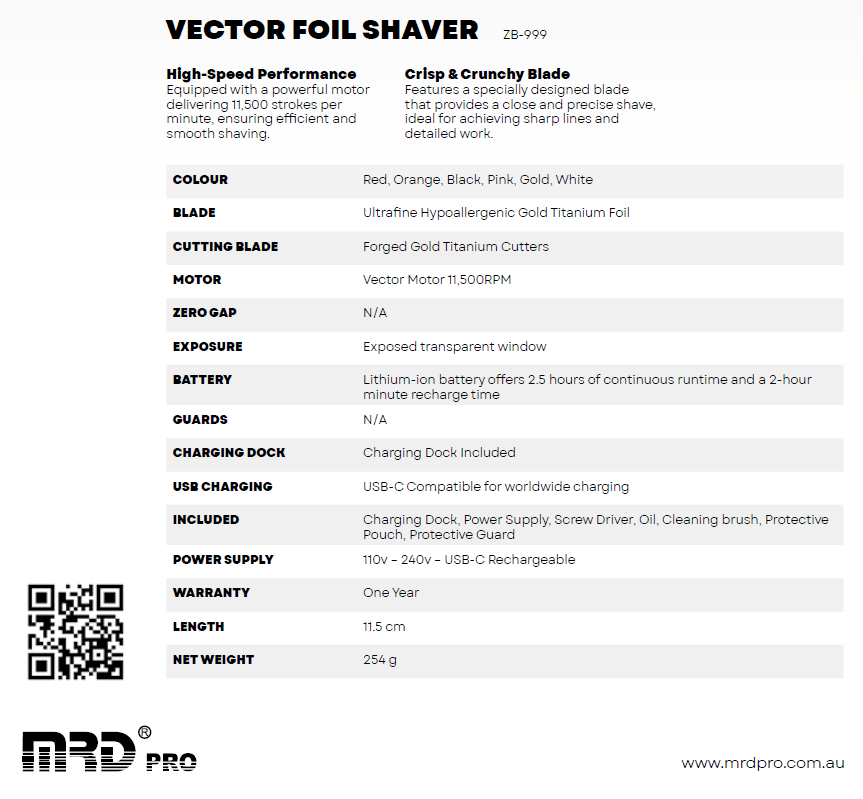 MRD PRO Vector Foil Shaver - White