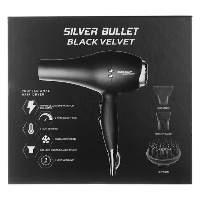 Silver Bullet 2000W Velvet Hair Dryer - Black