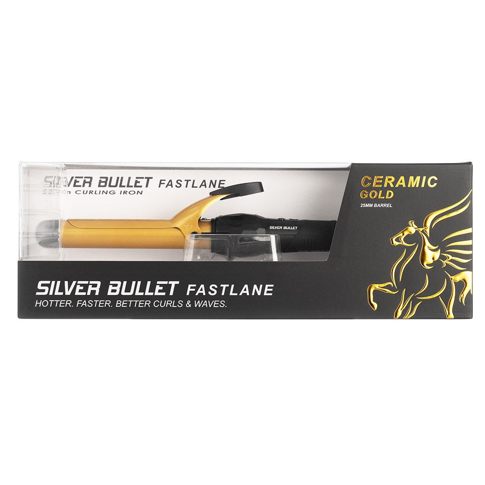 Silver Bullet Fastlane Ceramic Curling Iron Gold 25mm Curling Silver Bullet